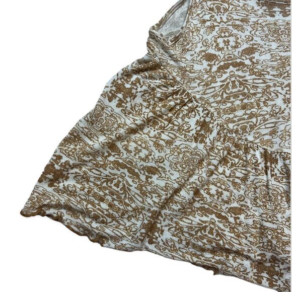 Urban Outfitters Fearne Floaty Babydoll Cami in Tan/White Print - Picture 5 of 7